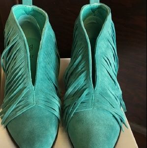 Turquoise Fringe booties